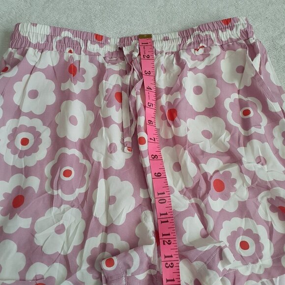 Maison Me Maisonette Women's M Purple Retro Floral Bamboo Viscose Cabana Shorts - Picture 10 of 15